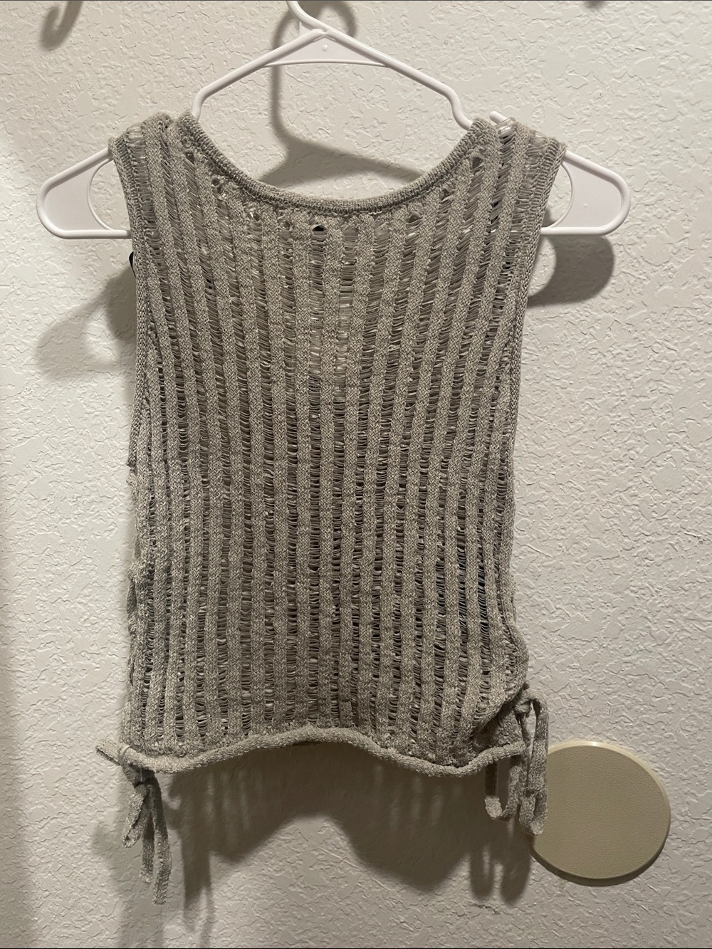 H&M Gray Open-Weave Sleeveless Tank with Side Ties